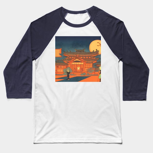 Japanese Halloween Pumpkin Village Moonlight of Japan Baseball T-Shirt by DaysuCollege